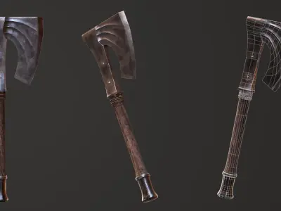 Medieval Axes Low-poly 3D model buy