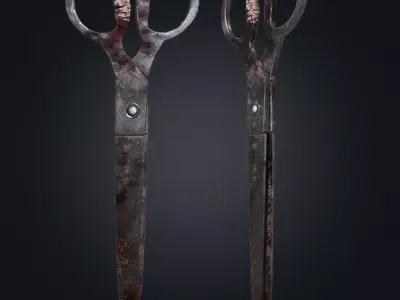 Rusty Bloody Vintage Scissors  Low-poly 3D model