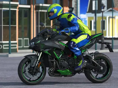 Motorcycle Racer with Sport Motorbike 3D model
