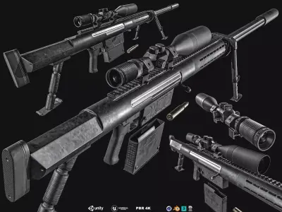 Anzio 20mm Sniper rifle Low-poly 3D model