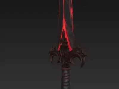Bloodbound Dagger Cursed Obsidian Blade with Glowing Red Runes 3D model