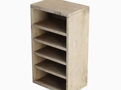 Old Wooden Bookshelf 03 Low-poly 3D model