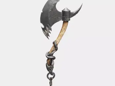 Medieval axe 3D model shop