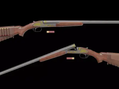 Winchester Model 21 shotgun Low-poly 3D model