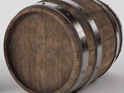 Ultra-Realistic Medieval Wooden Barrel - High Poly PBR 3D model