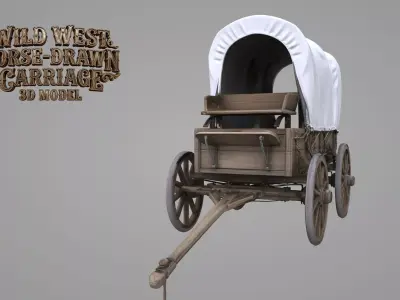Wild West horse-drawn carriage 3D model  Low-poly 3D model