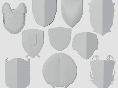 10 low poly Shields V3 Low-poly 3D model Low-poly 3D model