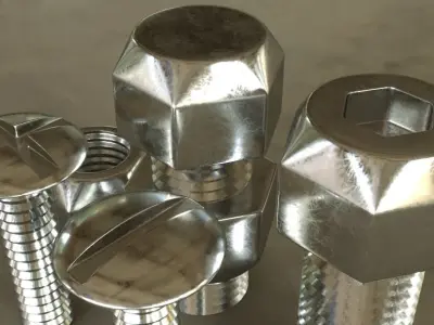 4 simple bolts uncollapsed with all modifiers for education 3D model