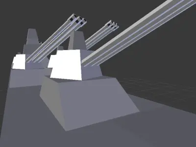 battleship ship with guns Low-poly 3D model