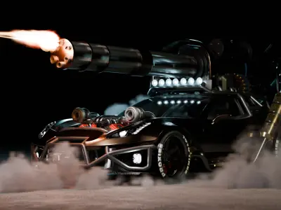 Battle Car Animation Free 3D model