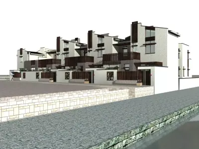 Villa residential building on side of river 3D model