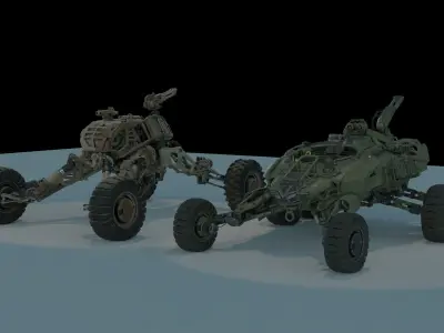 Sci-fi Mecha And Military vehicles Pack Low-poly 3D model
