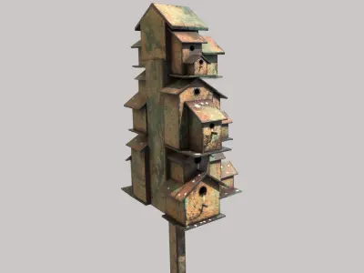 Wooden Bird Houses 3D model