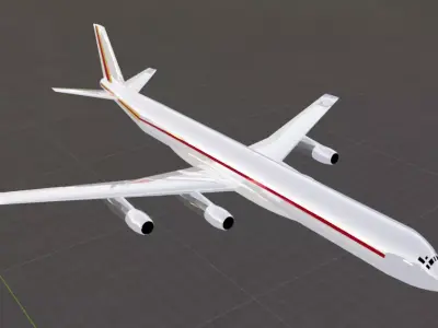 Fictional Quad Engine Modernized 1950s Jetliner DC-8-63 Inspired Low-poly 3D model