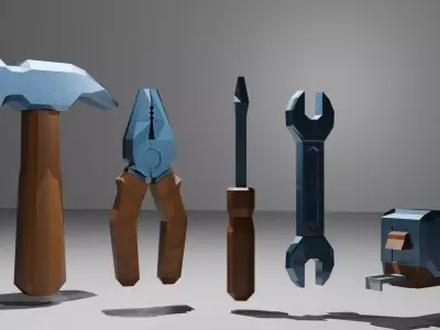 Low-Poly Workshop Tools Pack Low-poly 3D model