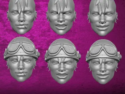Tank Girl Collection Fan Art Heads Collection 3D printable File 3D print model purchase