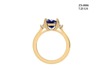 3-Stone-Ring 3D print model shop