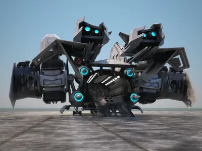 Sci-fy Dropship Low-poly 3D model