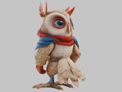 Cartoon Owl Model Low-poly 3D model