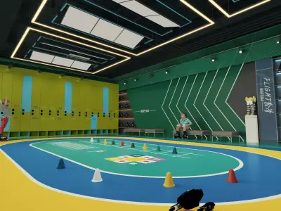Indoor Roller Skating Rink Kids Training Center Scene 3D model