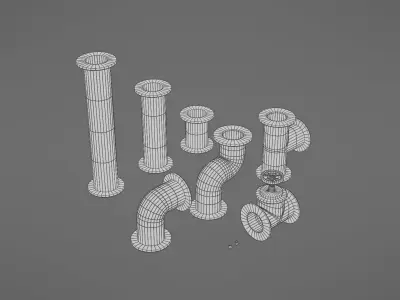 Pipes collection set of pipe fittings Low-poly 3D model by surfacemaestro