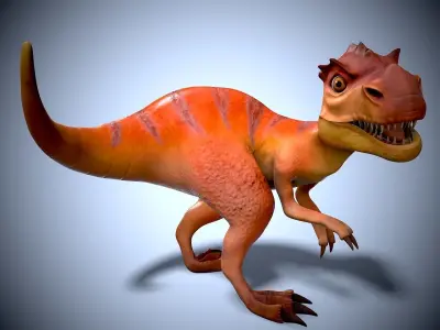 Cartoon dino mom Low-poly 3D model