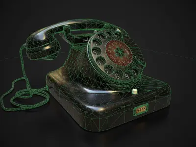Classic old telephone Siemens Halske W38 Low-poly 3D model