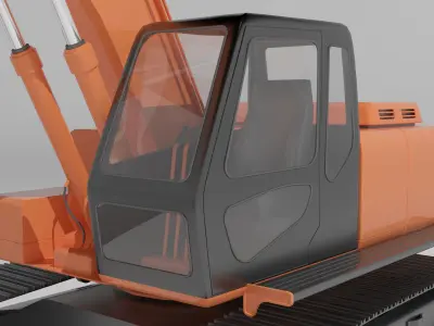 Excavator 4K Low-poly 3D model