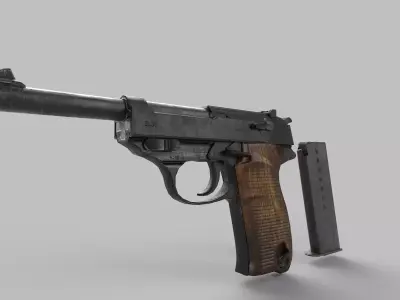 revolver p38 Low-poly 3D model