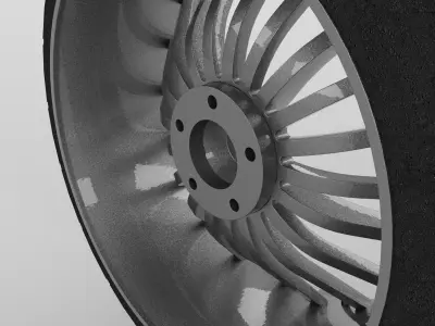 Car wheel 17 inch 20 rods 5 bolts 3D model