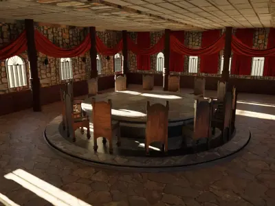 Council Hall - Round Table Low-poly 3D model