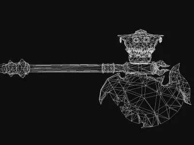 Futuristic Axe Low-poly 3D model get