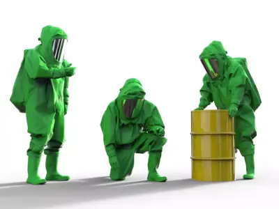 Firefighter in chemical protection suit 3D print model
