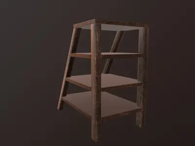 Small Wooden Ladder Low-poly 3D model