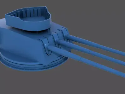 152mm WW2 Italian turret - Personal license - 1-200 scale 3D print model
