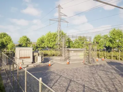 Electrical Substation Overview 3D model