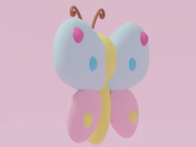 Cartoon Cute Butterfly 2 3D model