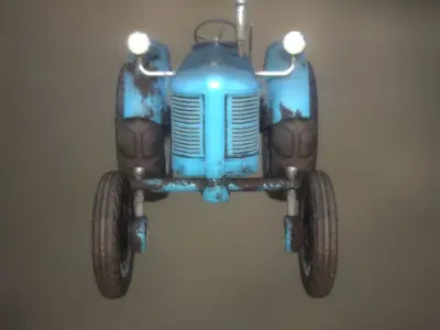 Old Tractor Game Ready Low Poly Low-poly 3D model