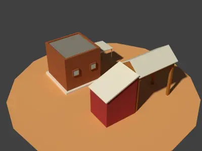 Low Poly Farm Sheds Low-poly 3D model