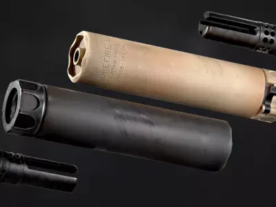 Surefire SOCOM556 RC2 WARCOMP Flash Hider Low-poly 3D model