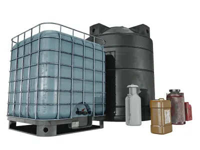 Liquid Tanks Pack 5 Types Low-poly 3D model