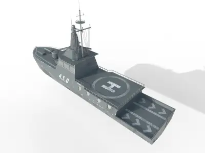  MILITARY ROCKET BOAT with PBR Material  Low poly Game ready Low-poly 3D model