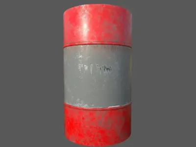 barrel canister with flame Low-poly 3D model