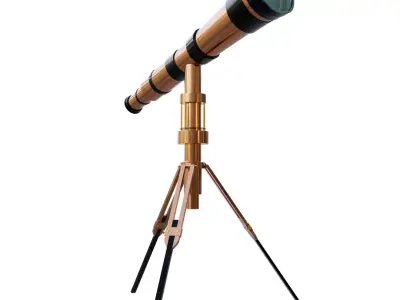 Copper Telescope Low-poly 3D model