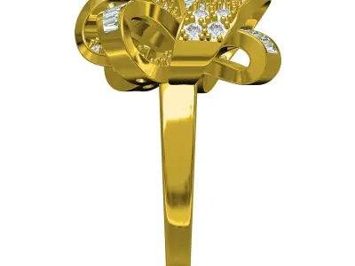 Antique Duette Style Knot Solitaire Ring 3D print model