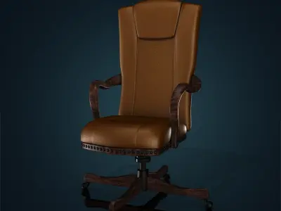 Vintage office chair Low-poly 3D model