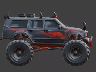 Possessed Demon Monster Truck 3D Model Low-poly 3D model