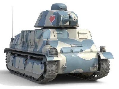 SOMUA S35 Cavalry tank  Low-poly 3D model
