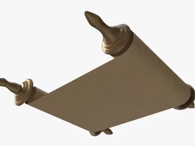 Ancient Scroll With Metal Rods blank 01 3D model