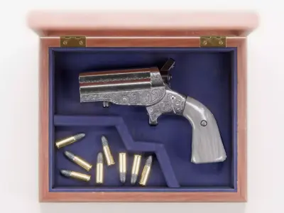 Engraved HJS Frontier Four Derringer Pearl Grip Low-poly 3D model